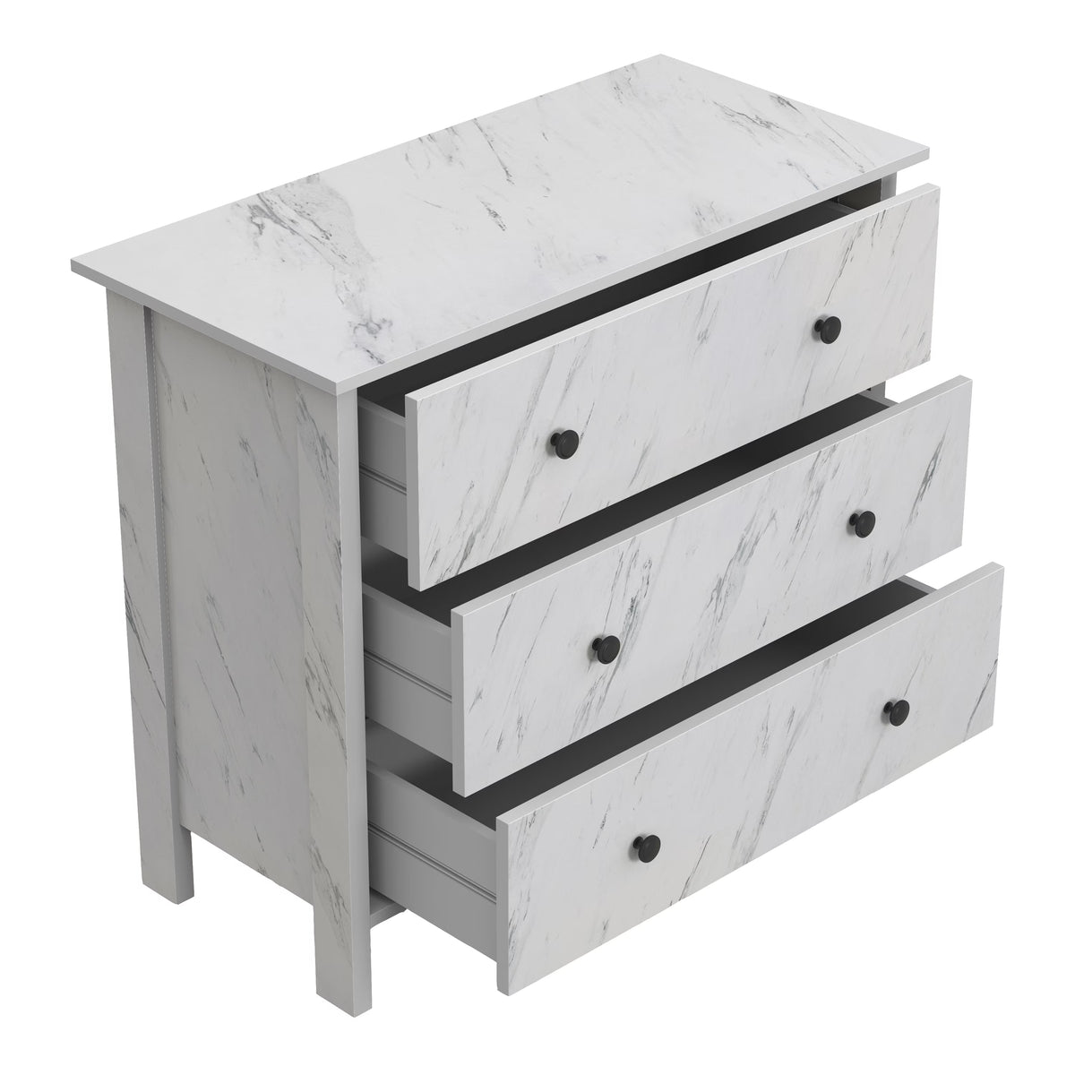 Furniture of America Tilde Adult Modern 3-Drawer Cabinet Vertical Dresser, Marble White
