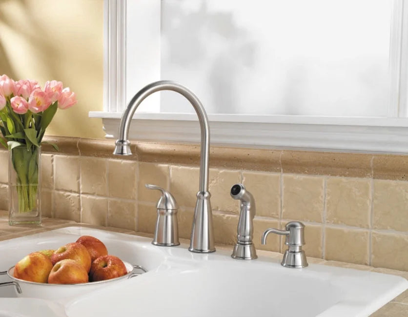 Avalon 1-Handle Kitchen Faucet with Side Spray & Soap Dispenser in Polished Chrome