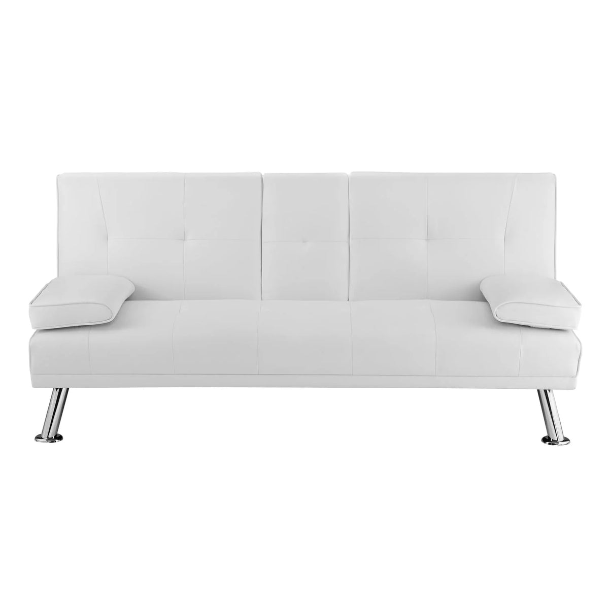 Futon Sofa with Armrest and Cupholders by Naomi Home-Color:White