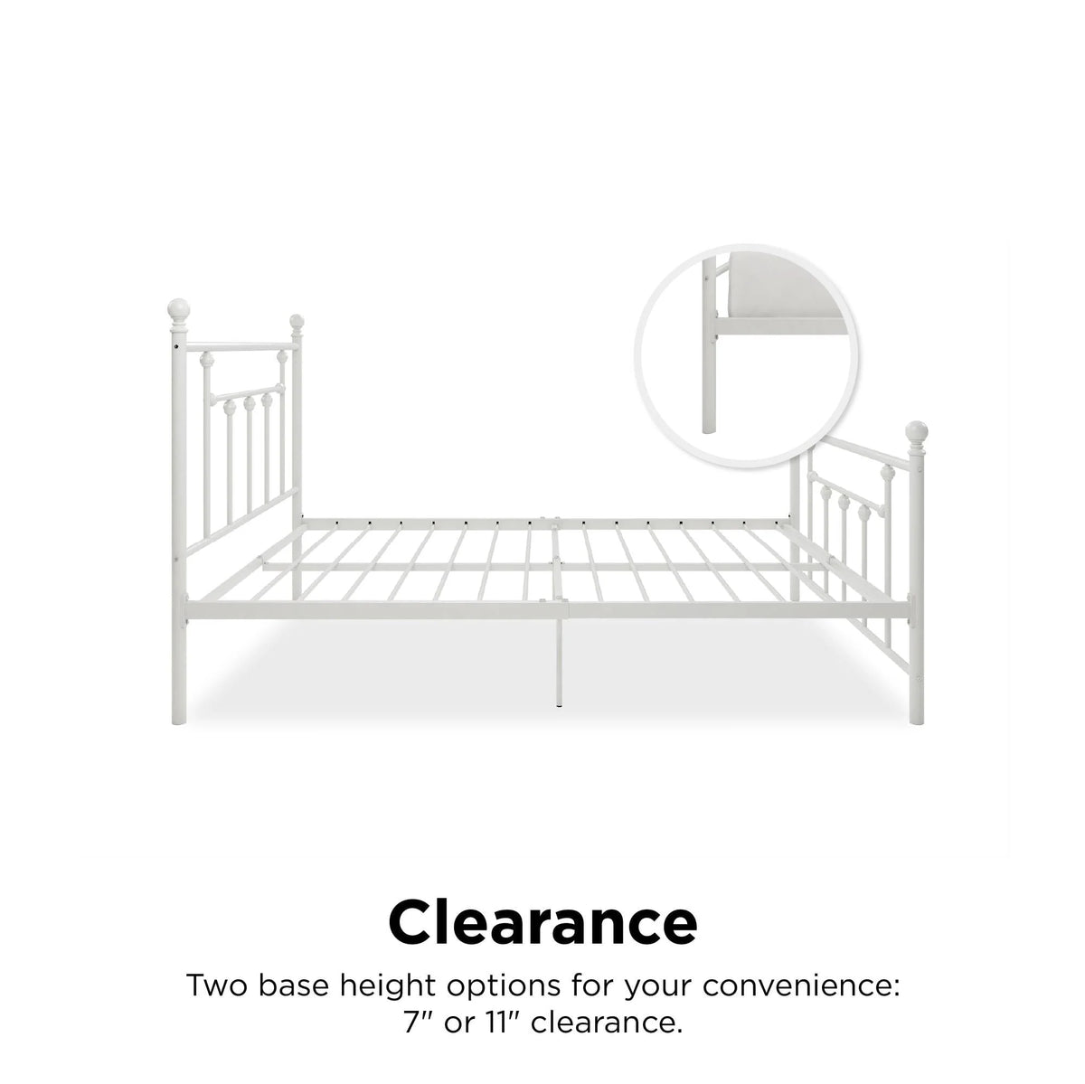 DHP Manila Metal Platform Bed with Adjustable Height, Full, White