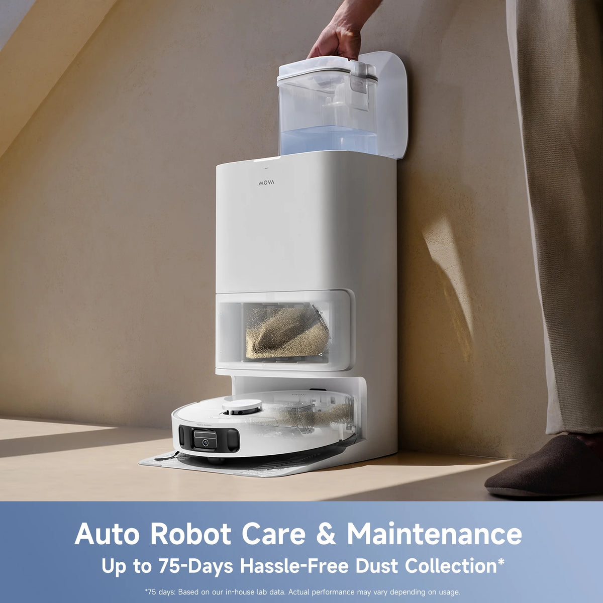 Mova E40 Ultra Robot Vacuum and Mop with Cleaning Solution, 19,000Pa Suction, Extenable & Liftable Mop, All-in-One Station, Auto-Empty, Auto Washing & Hot Air Drying, 360Obstacle Avoidance