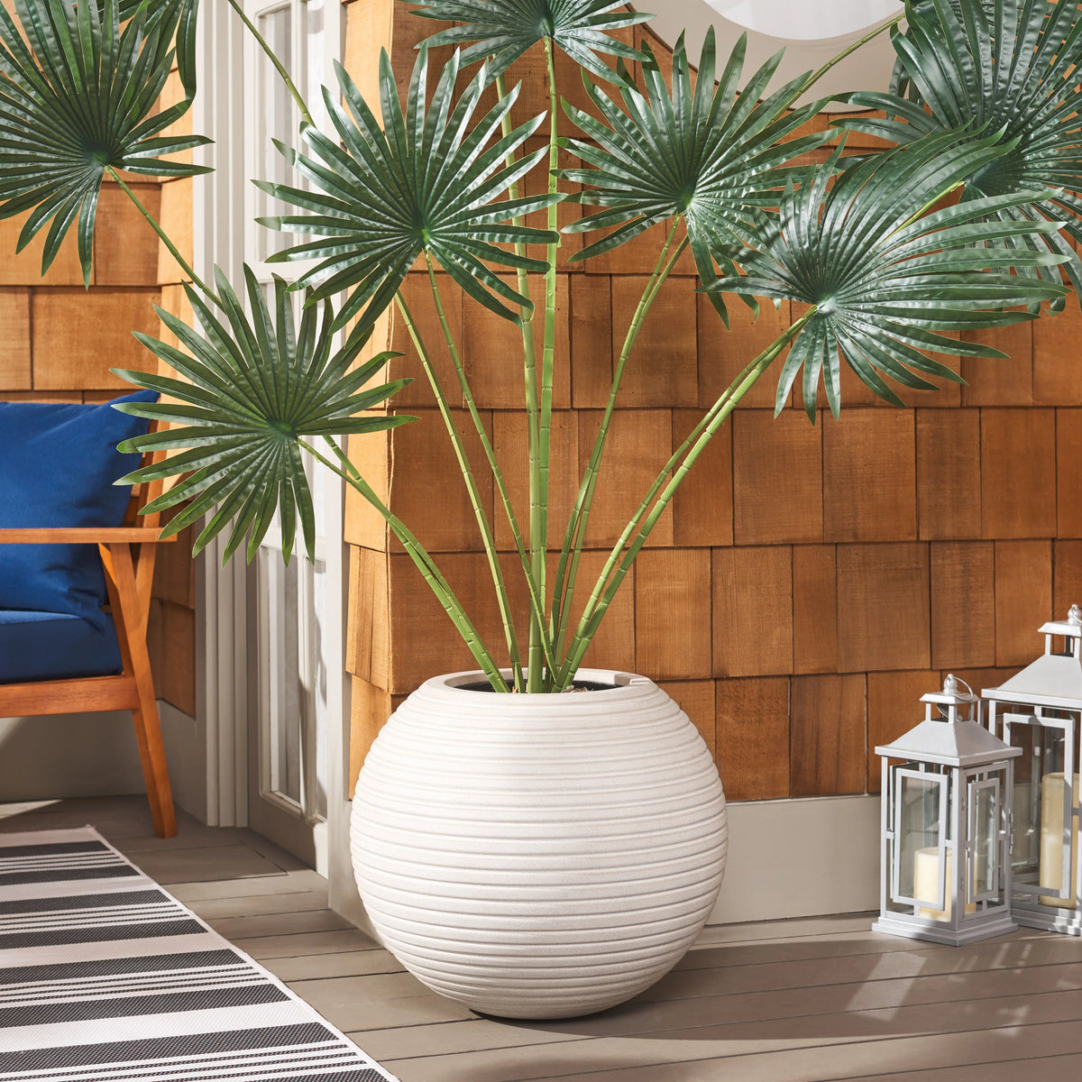 SAFAVIEH Mora 20" x 20" x 18" Round Black Ficonstone Solid Plant Pot