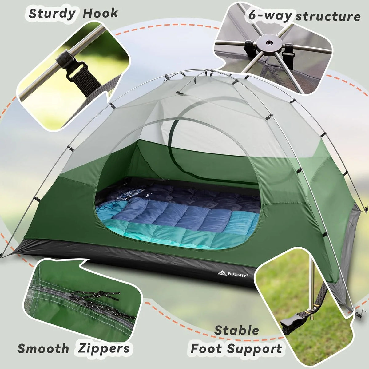 Camping Tent 2/3/4 Person, Professional Waterproof & Windproof Lightweight Backpacking Tent Suitable for Outdoor,Hiking,Camping, Mountaineering and Travel