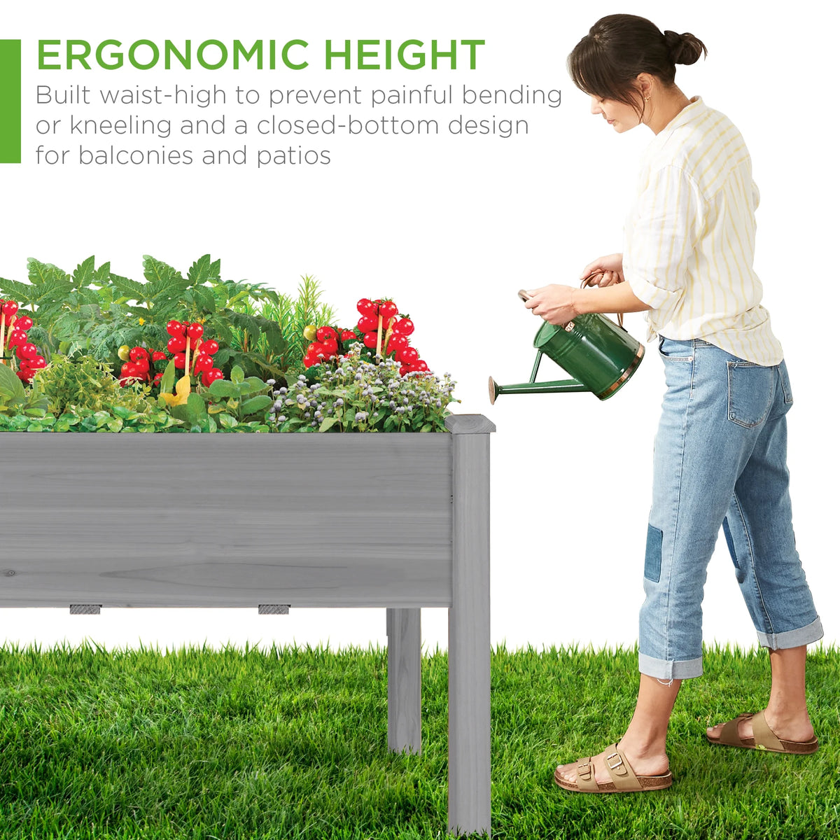 Best Choice Products 48x24x30in Raised Garden Bed, Elevated Wooden Planter for Yard w/ Foot Caps, Liner - Natural