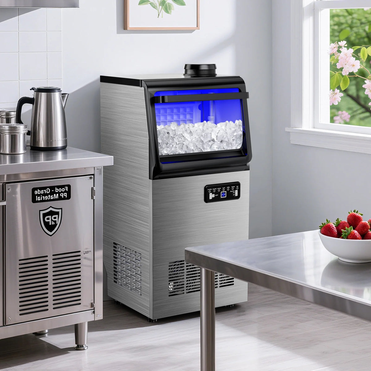 Tittla 70lbs/24H Commercial Ice Maker Machine,Stainless Steel Under Counter ice Machine,37LBS Storage Capacity for Restaurant Home Bar
