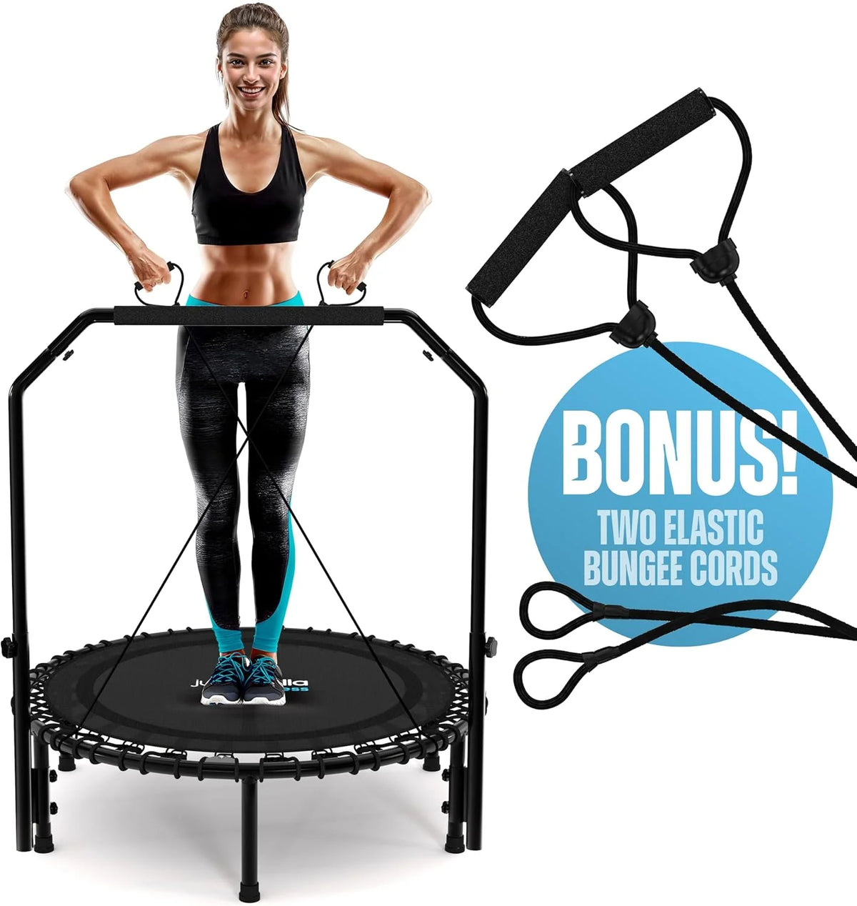 Jumpzylla Fitness Trampoline 40" Foldable for Adults with Bar | Durable, Quiet (450 LBS Cap)