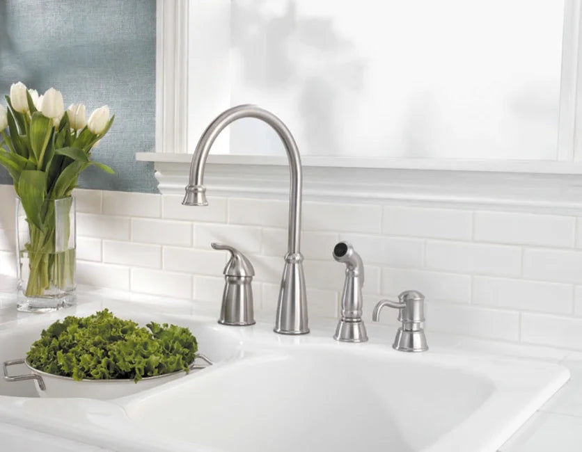 Avalon 1-Handle Kitchen Faucet with Side Spray & Soap Dispenser in Polished Chrome