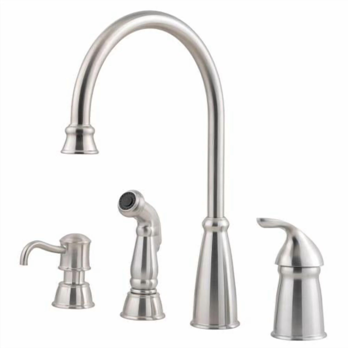 Avalon 1-Handle Kitchen Faucet with Side Spray & Soap Dispenser in Polished Chrome