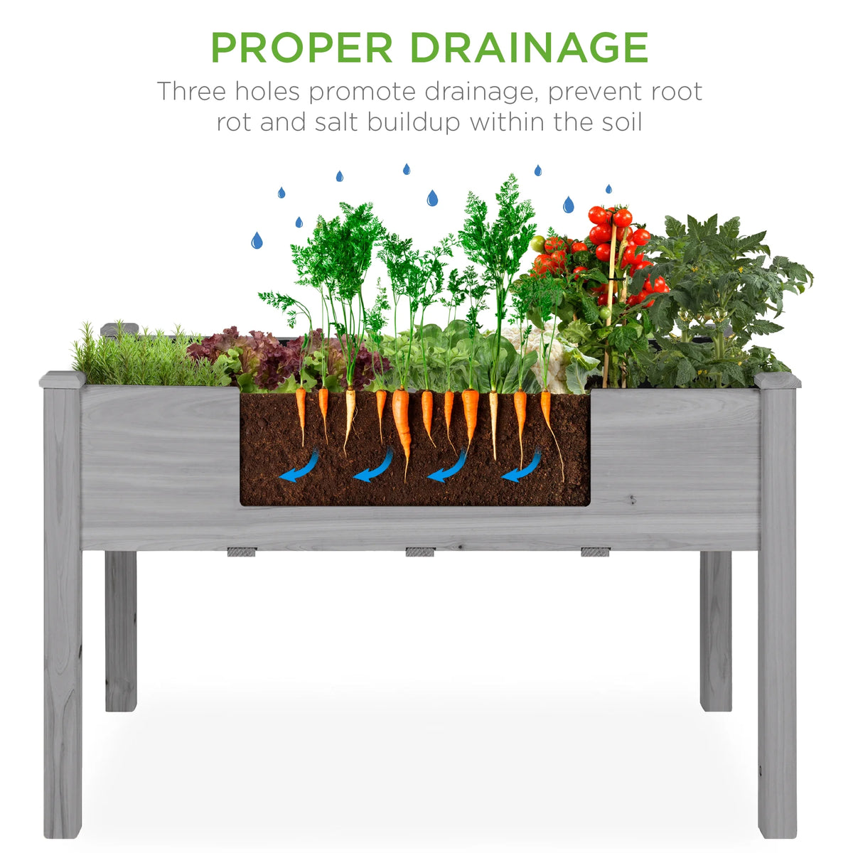 Best Choice Products 48x24x30in Raised Garden Bed, Elevated Wooden Planter for Yard w/ Foot Caps, Liner - Natural