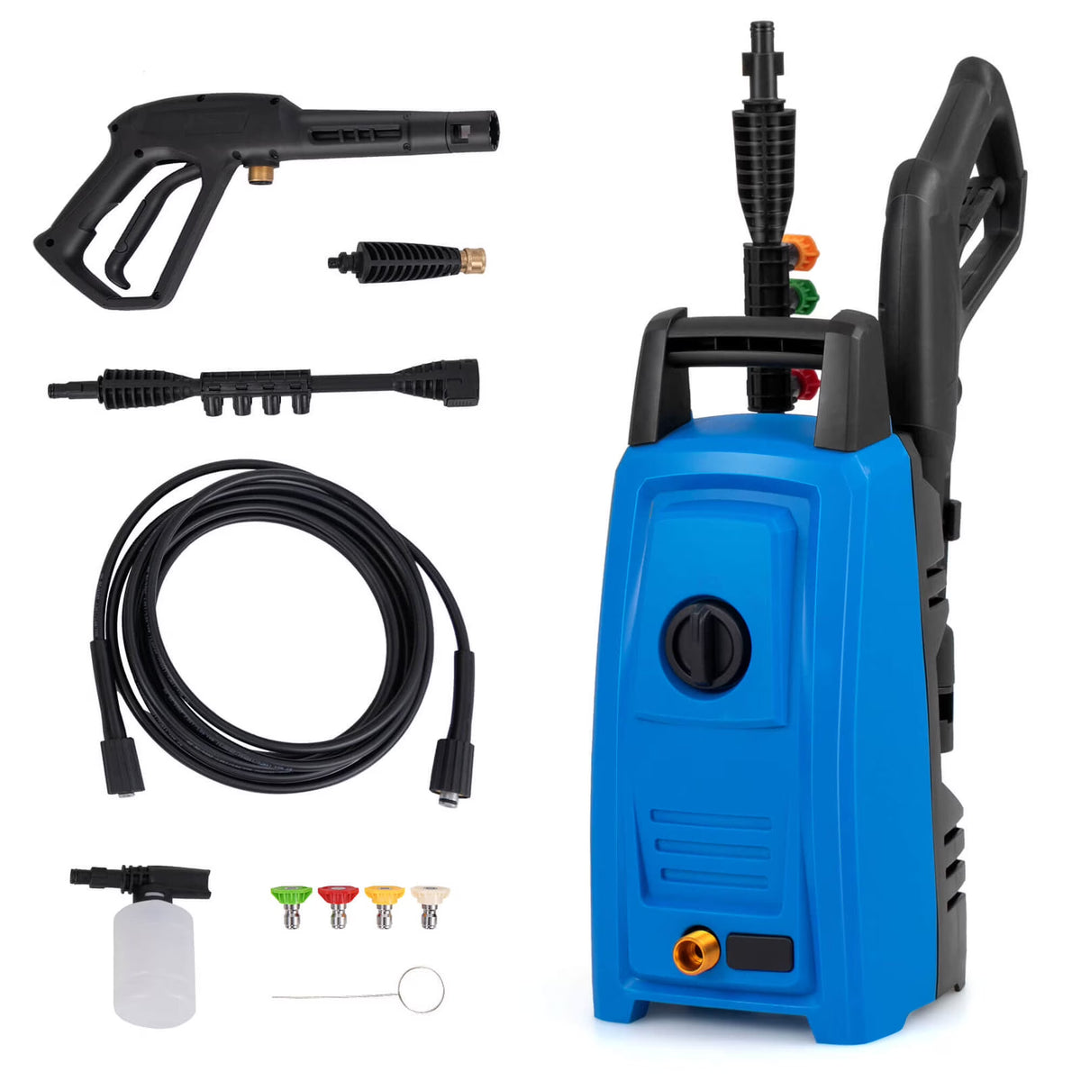 Ironmax Electric Pressure Washer with Wheels 5 Quick Connect Nozzles Soap Bottle spray gun