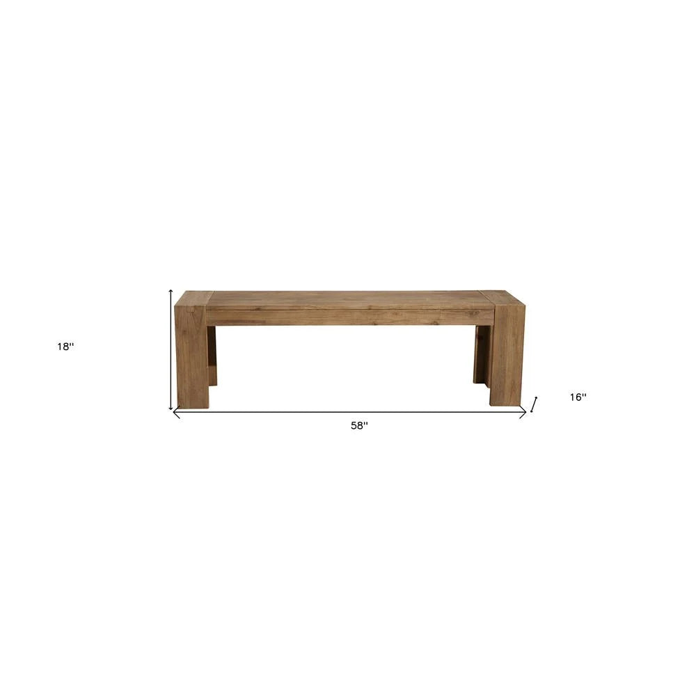 58 in. Black Distressed Solid Wood Dining Bench