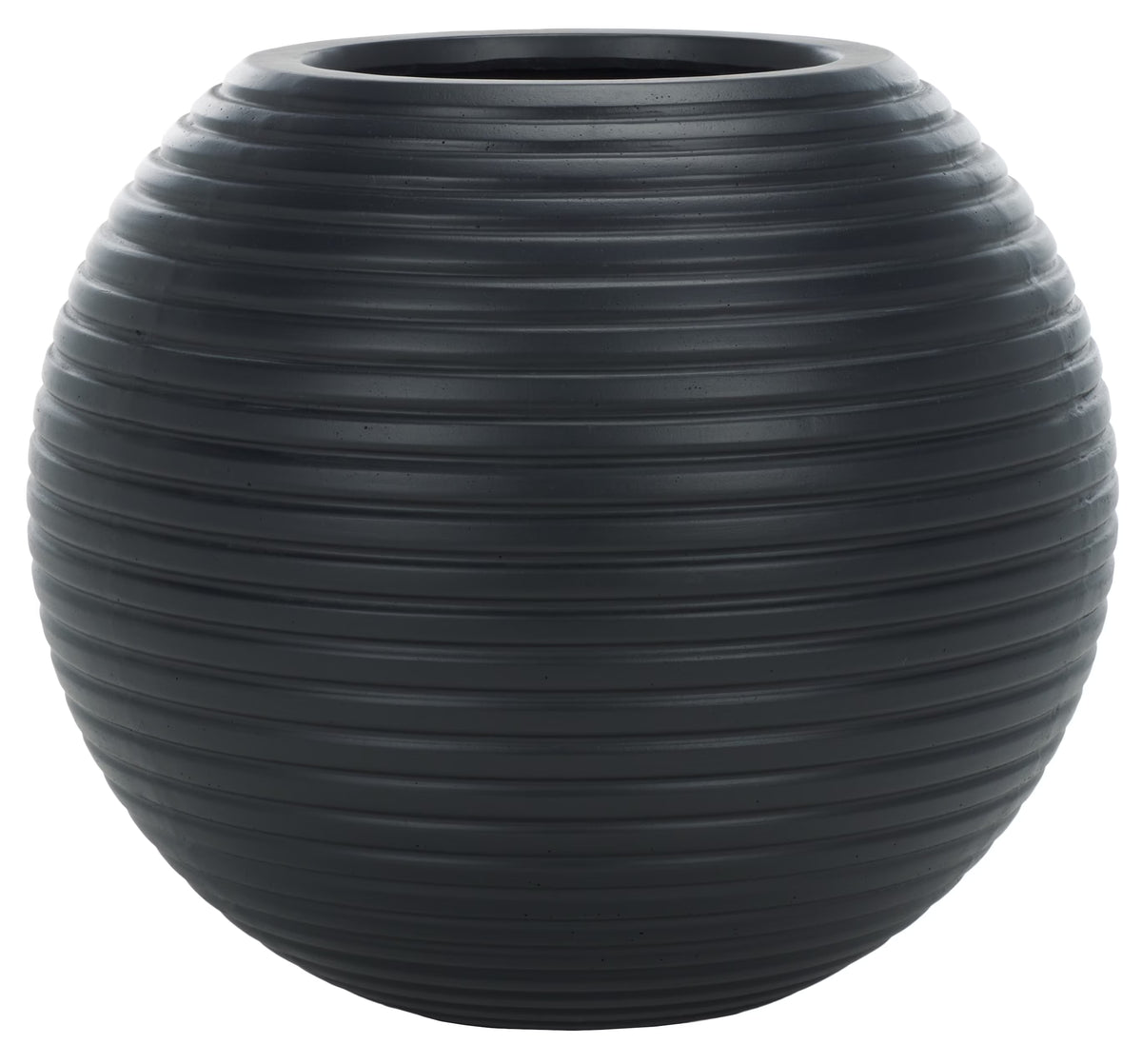 SAFAVIEH Mora 20" x 20" x 18" Round Black Ficonstone Solid Plant Pot