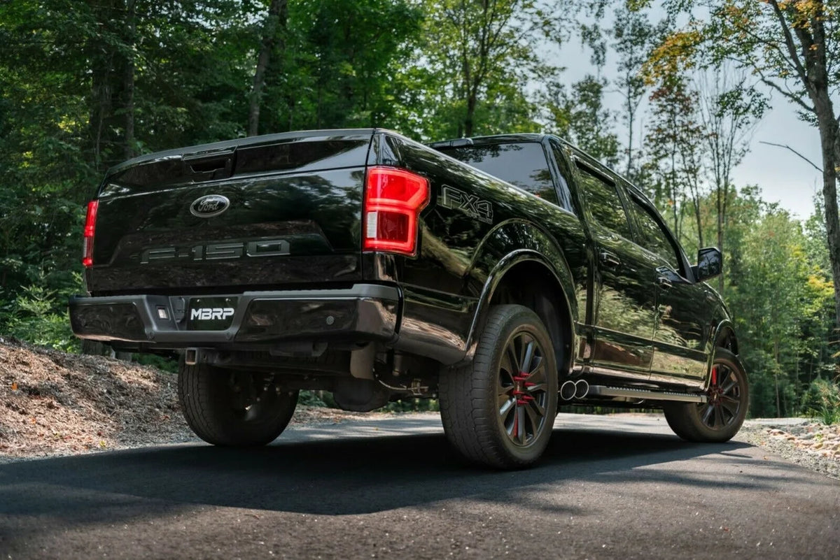 MBRP 15+ Ford F150 T409 Pre-Axle 4in OD Tips Dual Outlet 3in Cat Back Exhaust Fits select: 2019 FORD F150 SUPERCREW