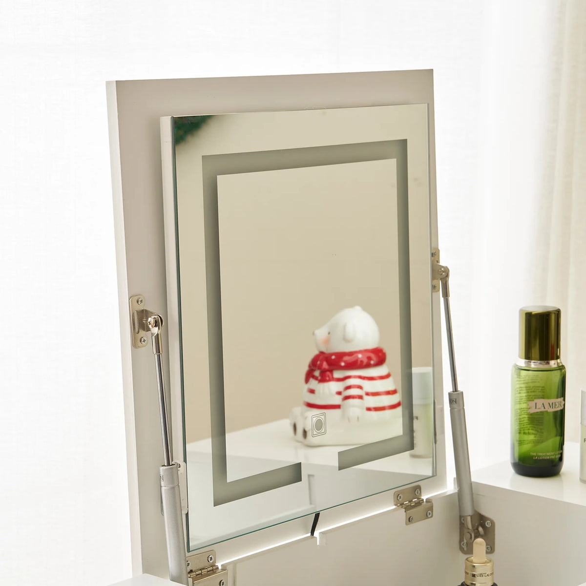 Ktaxon Vanity Set,Flip-top Mirror Dressing Table Makeup Vanity Table Writing Desk with 2 Drawers and Stool, White