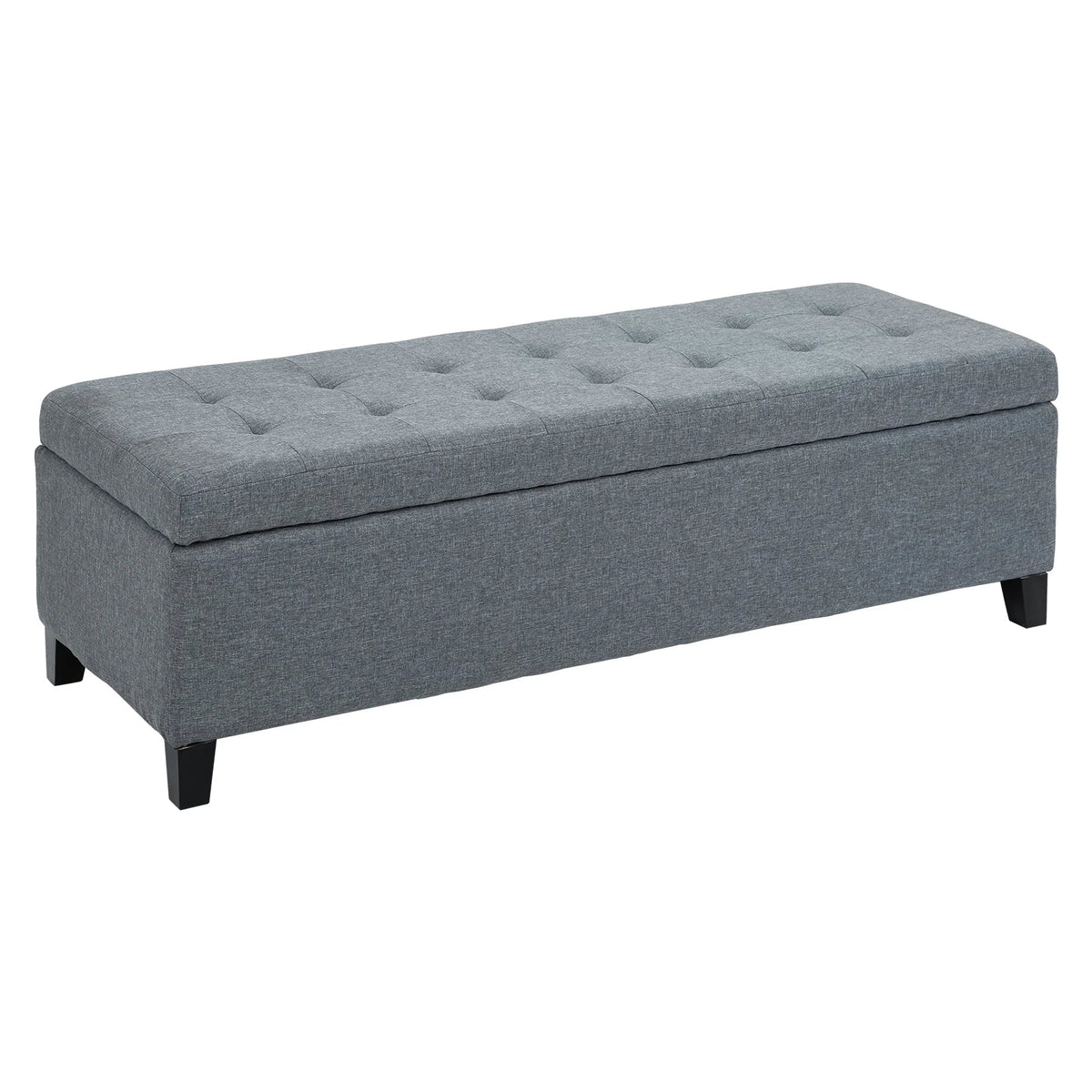 HomCom 51" Large Tufted Linen Fabric Ottoman Storage Bench With Soft Close Top - Heather Grey