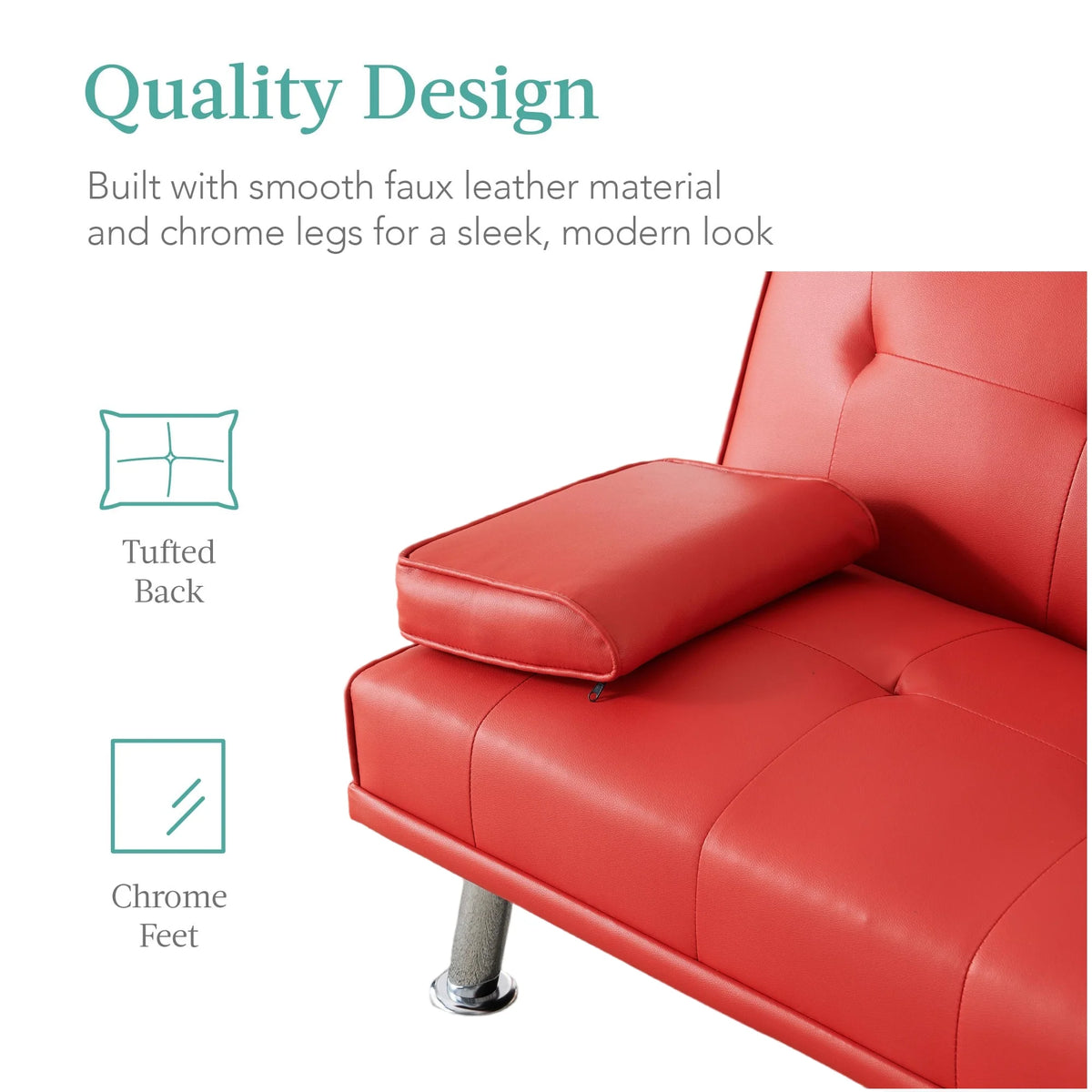 Aukfa Faux Leather Futon Convertible Sofa Bed for Home Office Twin Size, Black&White