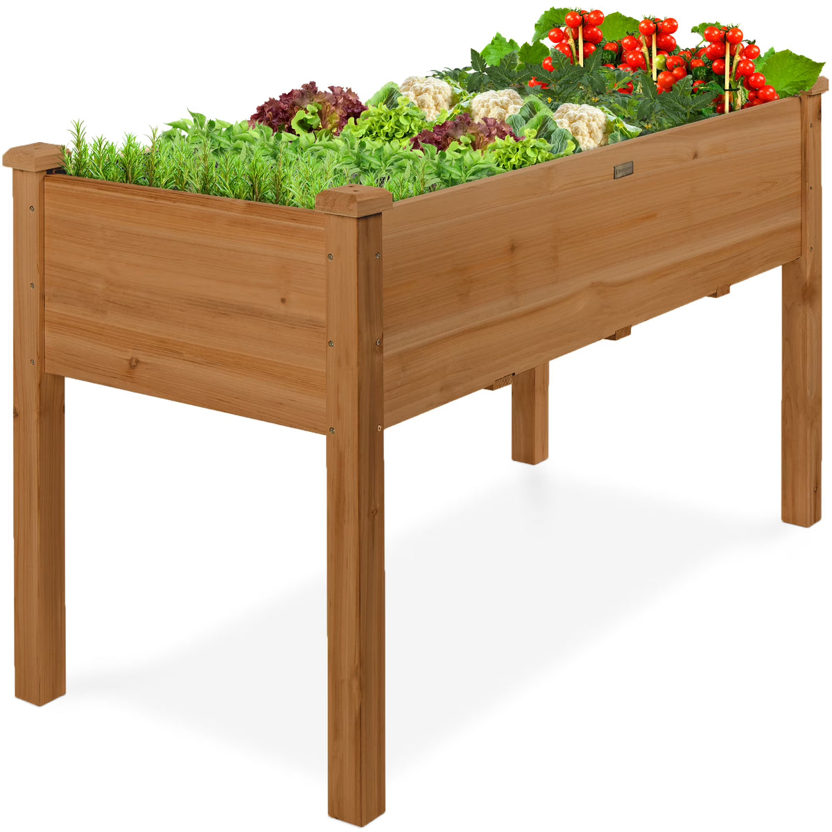 Best Choice Products 48x24x30in Raised Garden Bed, Elevated Wooden Planter for Yard w/ Foot Caps, Liner - Natural