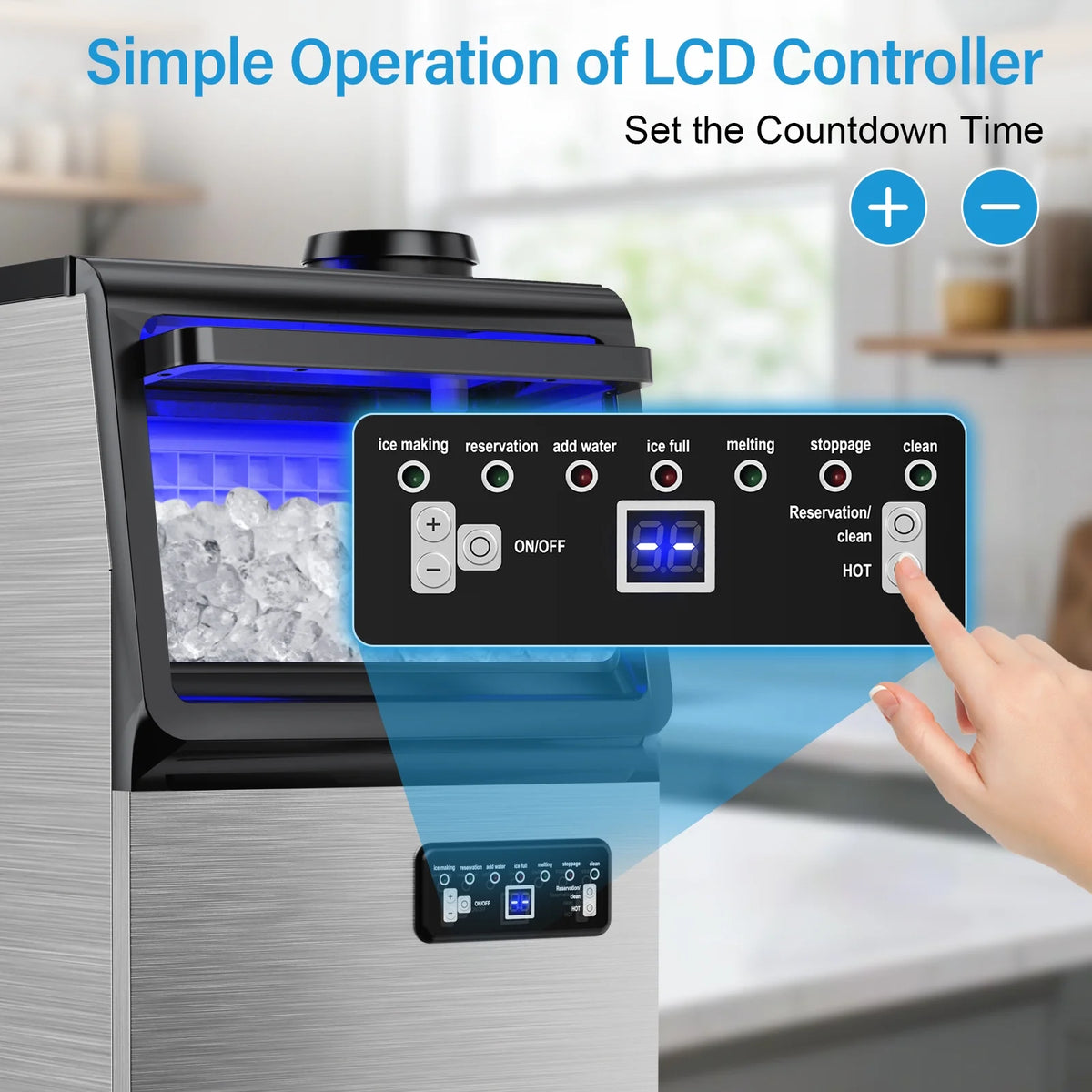 Tittla 70lbs/24H Commercial Ice Maker Machine,Stainless Steel Under Counter ice Machine,37LBS Storage Capacity for Restaurant Home Bar
