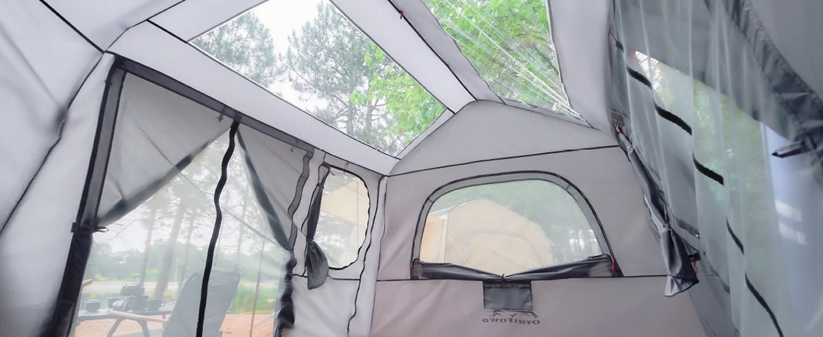ACtent for Tesla Model 3&Y, Pop-Up SUV Tent w. Awning for Car Camping, Connects to Tesla Tailgate for Air-Conditioning, Sleeps 6 Adults, 10'x8.2' - Desert Sand