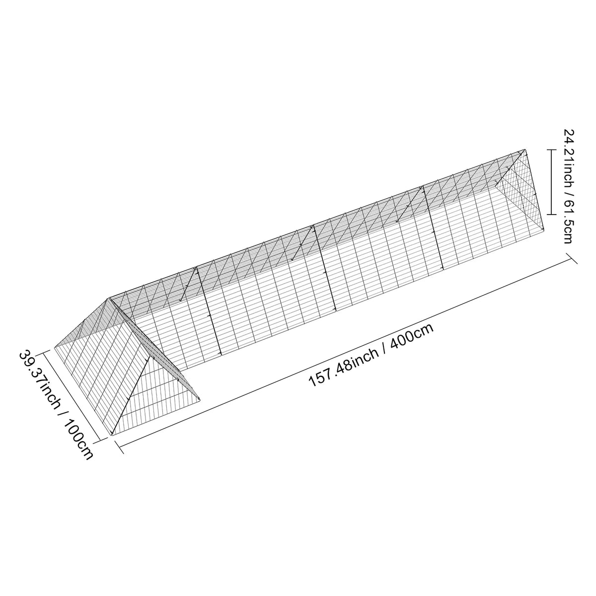 KFFKFF 157.5x39.4x24.2 Inch Chicken Tunnel Portable Outdoor Chicken Tunnel