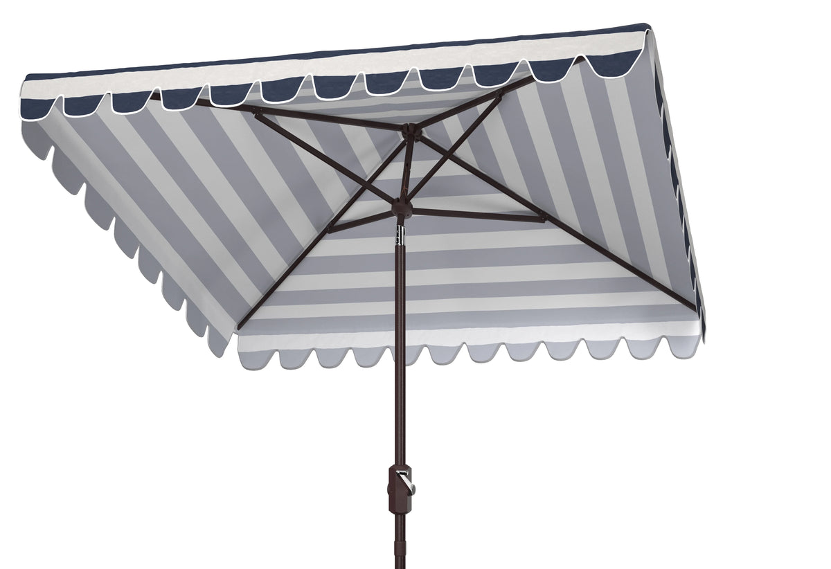 SAFAVIEH Outdoor Collection Vienna 7.5-Foot Square Crank Umbrella Grey/White