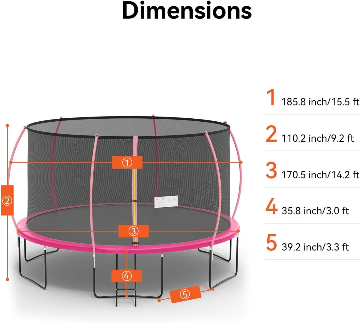 PayLessHere 8 ft New Round Outdoor Trampolines with Enclosed Net for Kids, Adults(Green)