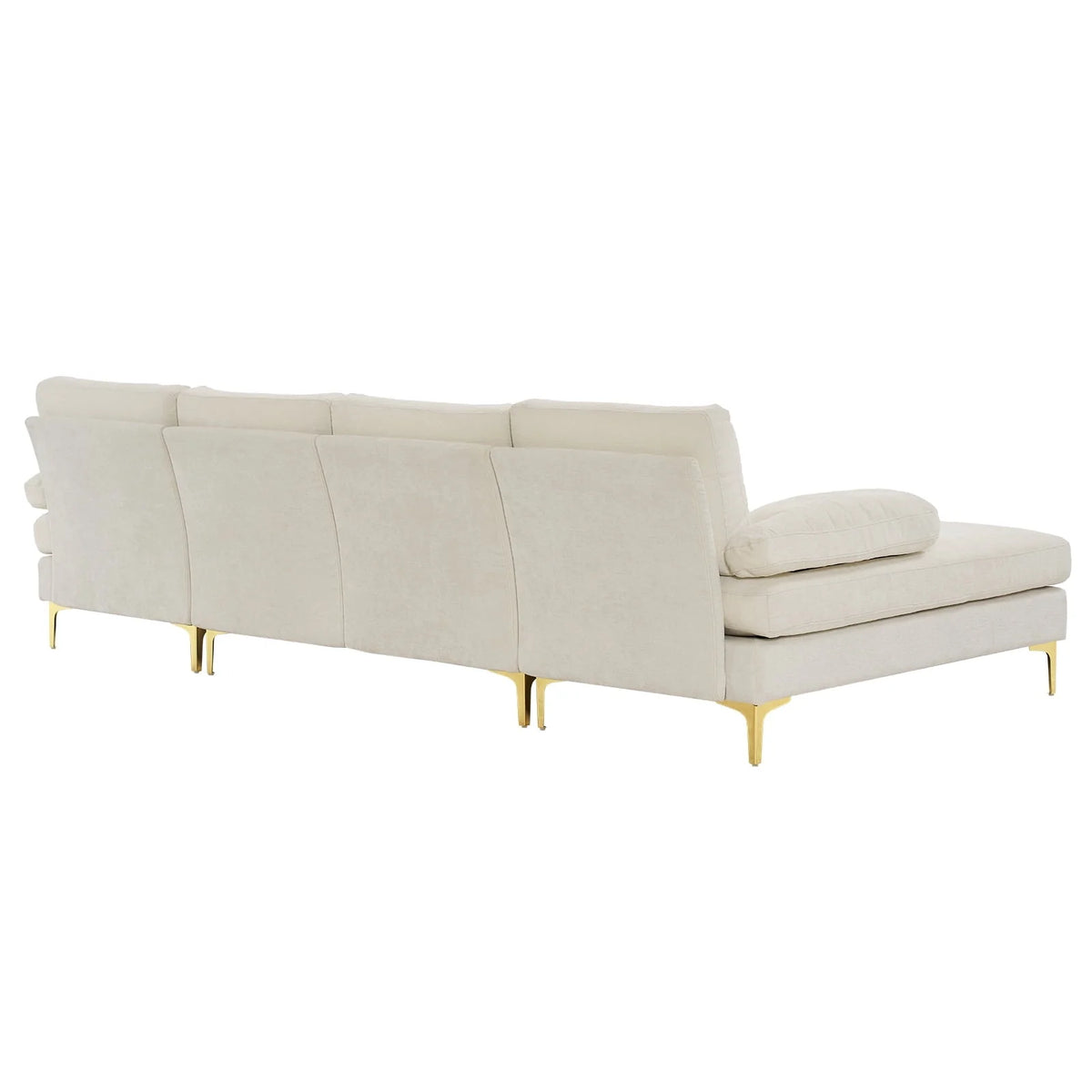 Zimtown Convertible Sectional Sofa,U Shaped Couch with Double Reversible Chaise, Chenille Fabric Fabric Sectional Couch with Metal Feet Beige