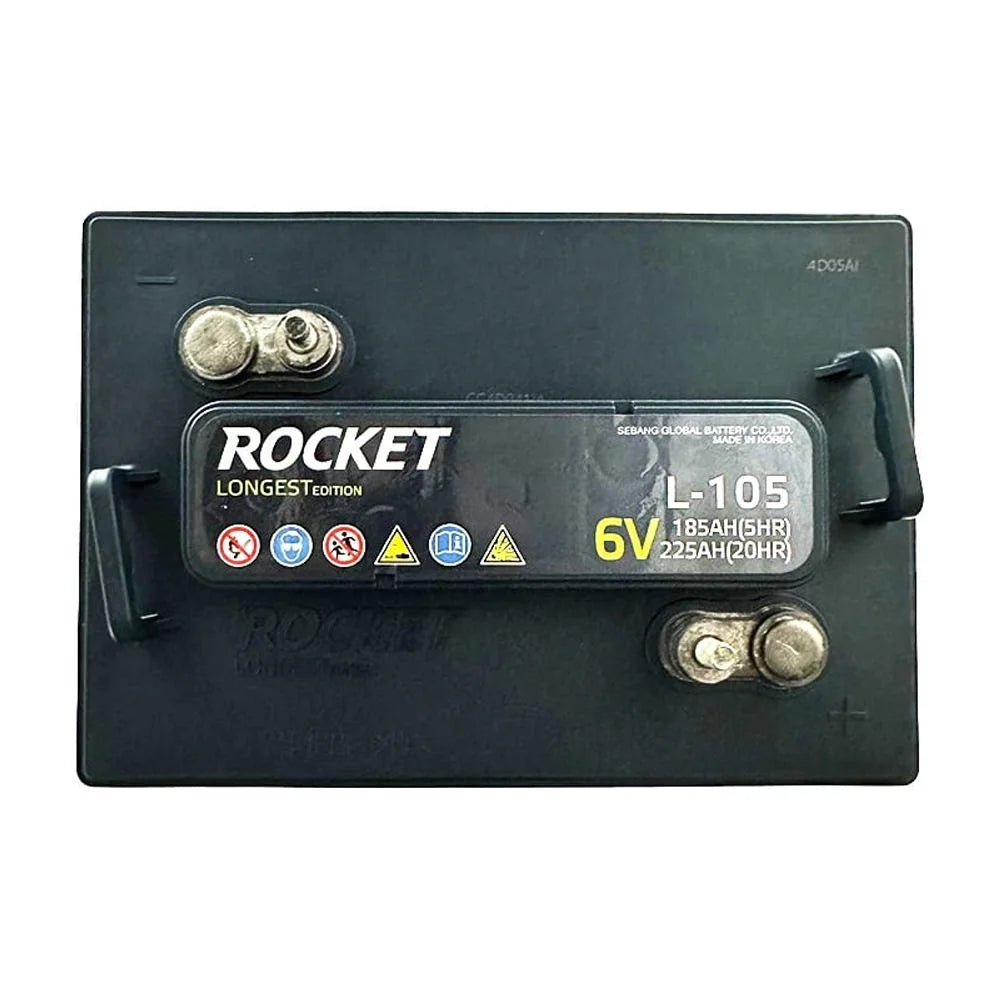 Rocket L-105 225Ah 6V Golf Cart Battery - Replaces Trojan T-105 (Set of 6)