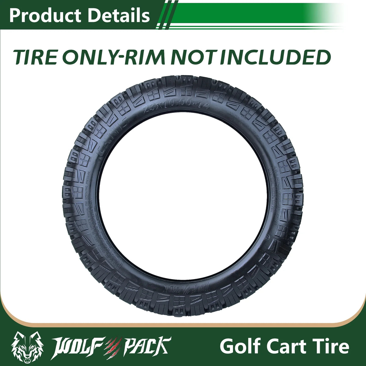 WOLF PACK 23X10-14 Golf Cart Tires Non-Directional Tubeless Tire Multi-Terrain Tire with Superior Traction and Mud-Resistant Self-Cleaning Tread Design for Long-Lasting Performance