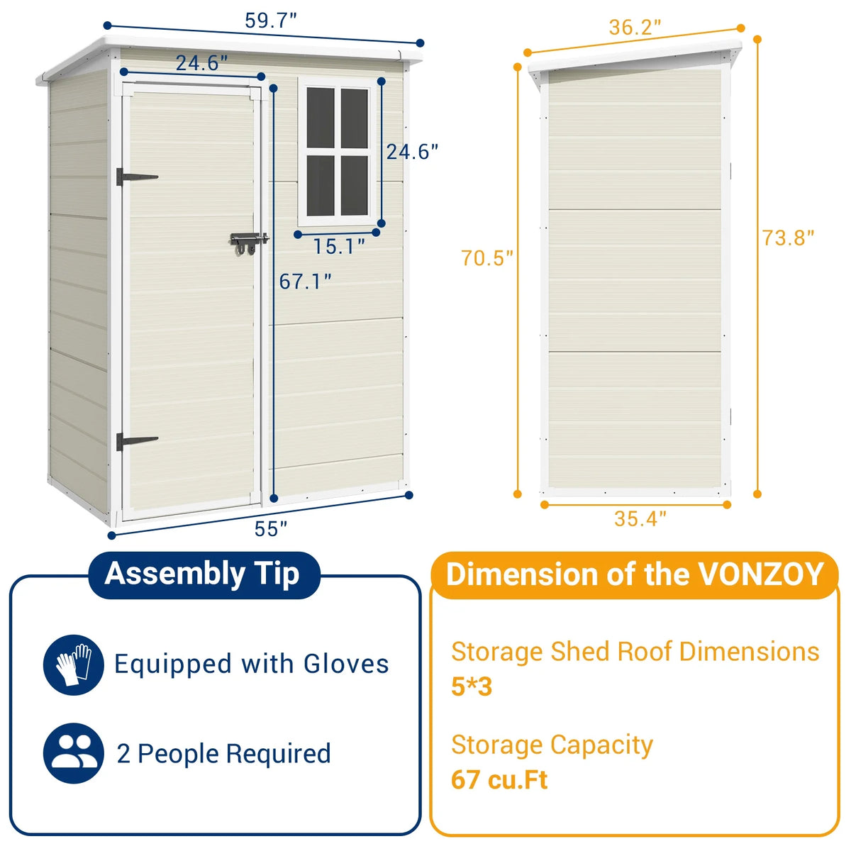 ELPOSUN Outdoor Storage Shed 6x4.5 ft, Resin Outside Sheds & Outdoor Storage Plastic for Trash Can, Bike, Lawnmower, Generator, Tool Shed with Lockable Door for Backyard, Lawn, Patio, Grey & White