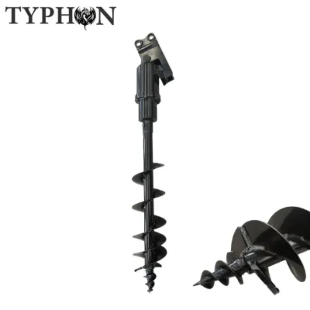 TYPHON 10-in-1 Mini Excavator Attachment Bundle C Quick Coupler, Buckets, Rake, Ripper, Auger, Grapple, Tilt Bucket & Hydraulic Hammer C Fits 0.6C2 Ton Excavators, Heavy-Duty Tools Kit