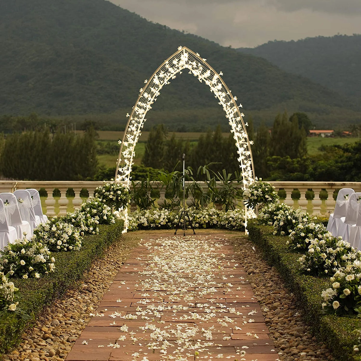 ProductWorks 88" Warm White LED Steel Arbor, 500 Lights with 8 Functions