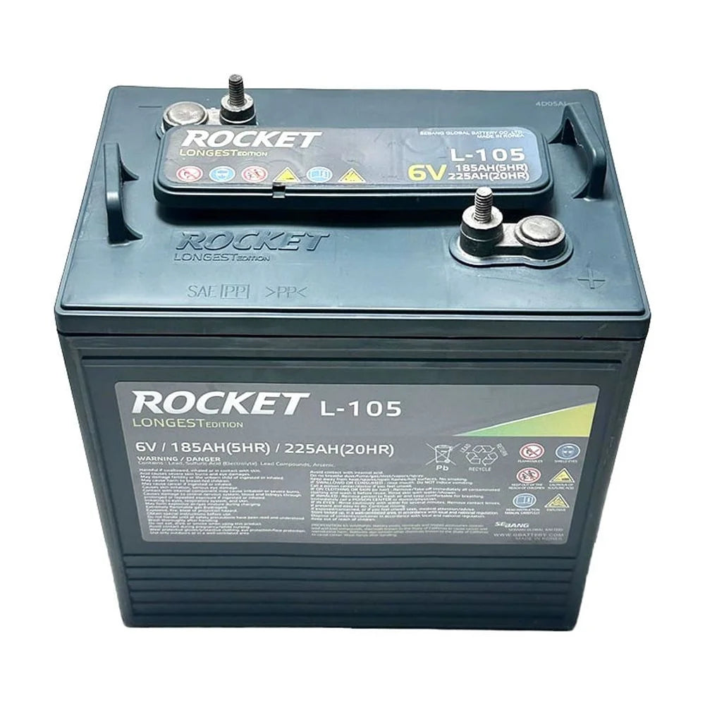 Rocket L-105 225Ah 6V Golf Cart Battery - Replaces Trojan T-105 (Set of 6)