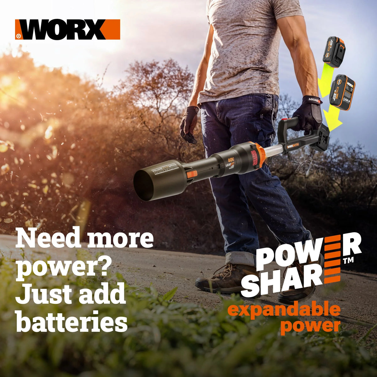 Worx WG743 40V Power Share 4.0Ah 16" Cordless Lawn Mower (Battery & Charger Included)