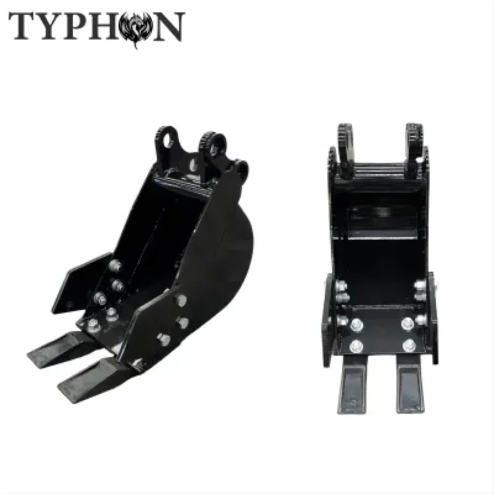 TYPHON 10-in-1 Mini Excavator Attachment Bundle C Quick Coupler, Buckets, Rake, Ripper, Auger, Grapple, Tilt Bucket & Hydraulic Hammer C Fits 0.6C2 Ton Excavators, Heavy-Duty Tools Kit