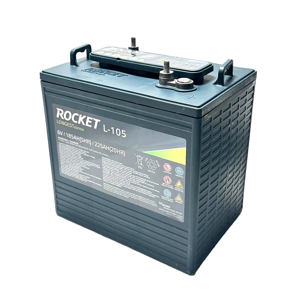 Rocket L-105 225Ah 6V Golf Cart Battery - Replaces Trojan T-105 (Set of 6)