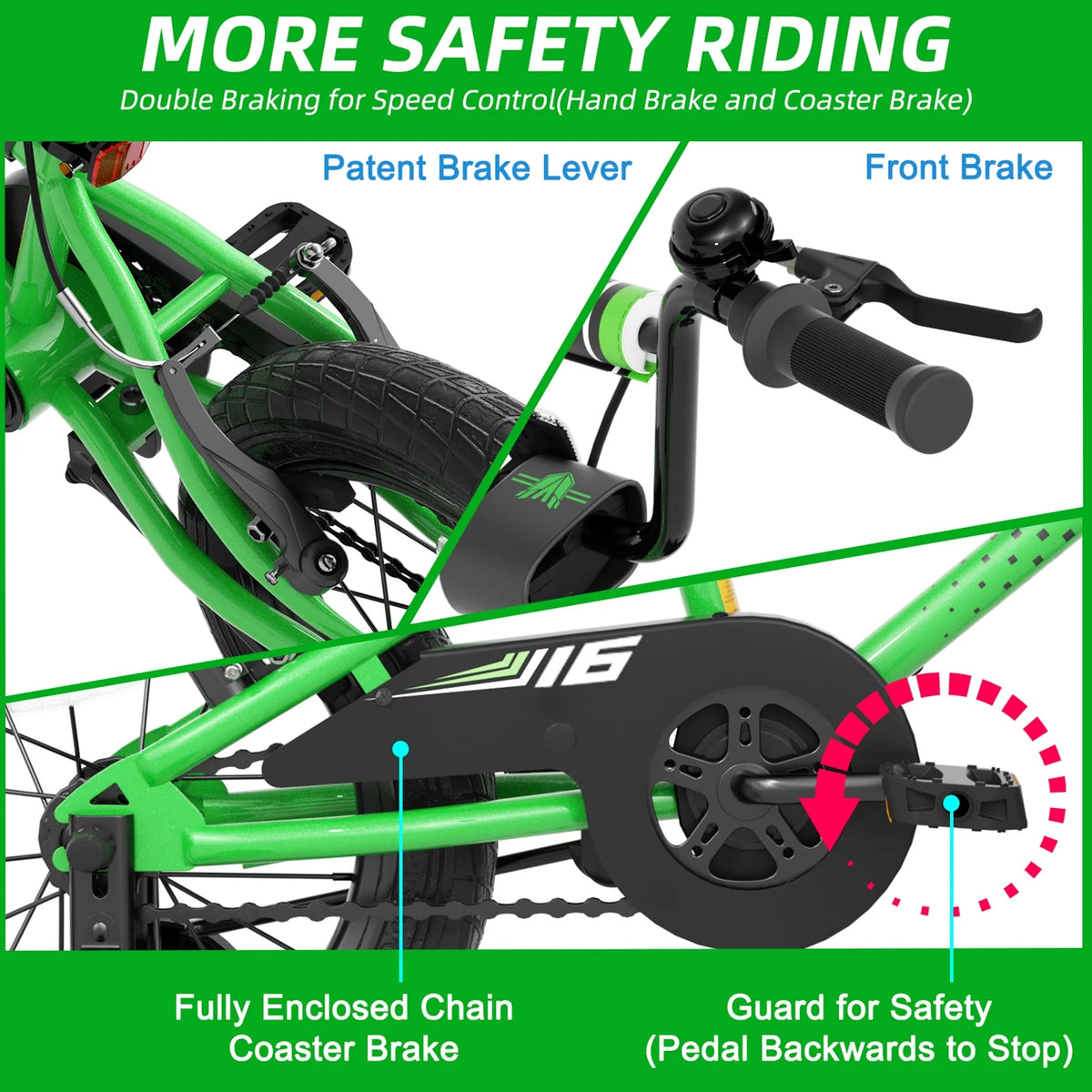 GLAF 12 14 16 Inch Kids Bike BMX Style Bicycle with Training Wheels Coaster Brake for 3-8 Years Old Toddlers Boys Girls Multiple Colors