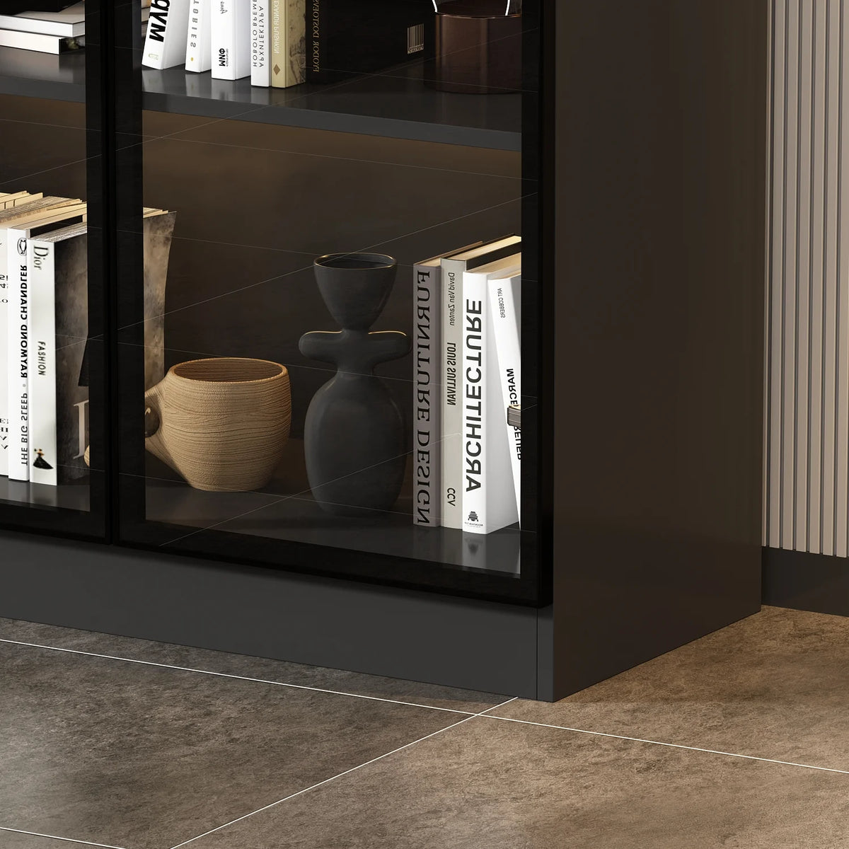 KULAGAGA Bookcases Organizer with LED Lights, Heavy Duty Display Cabinet with Glass Door for Living Room, 31.5" Wide