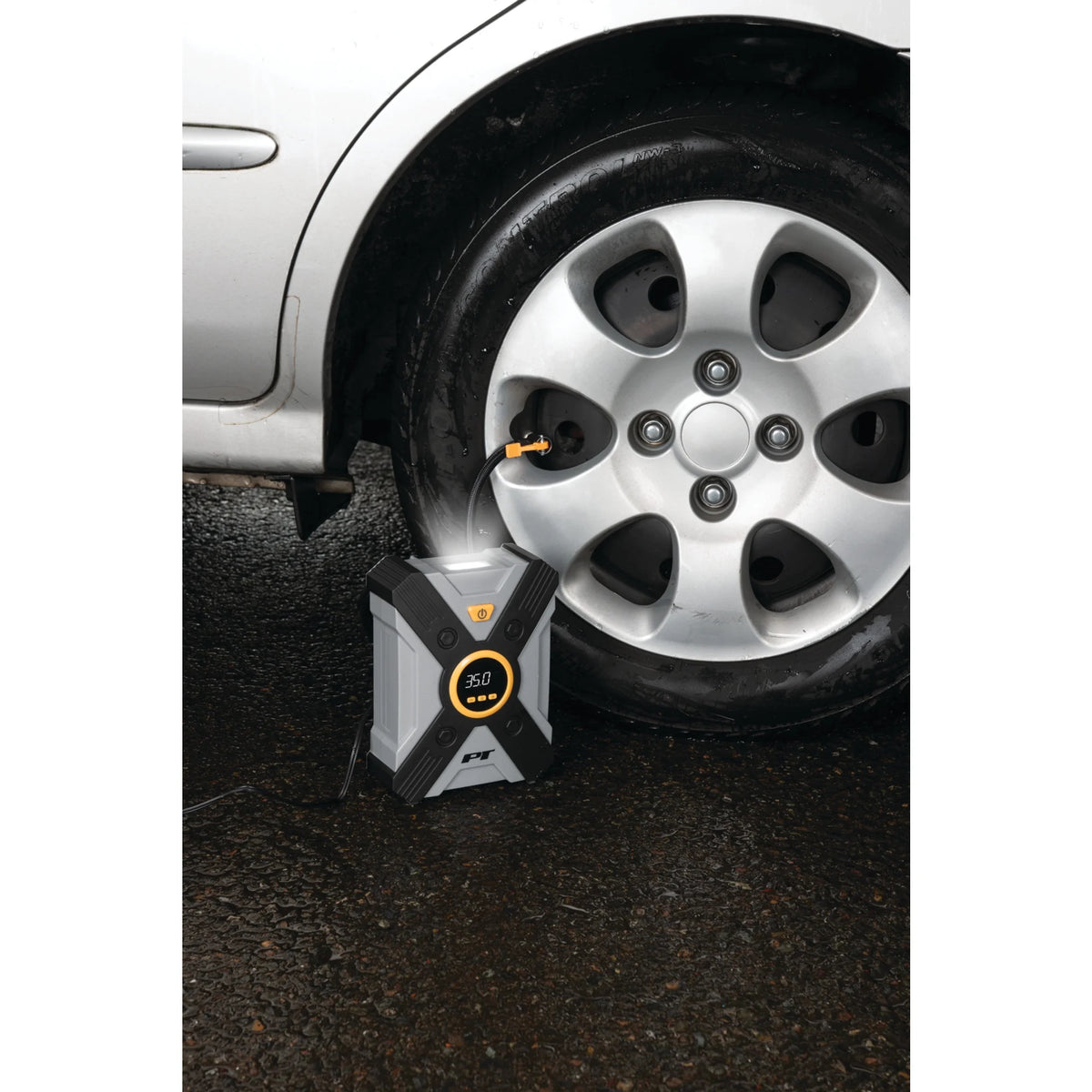 Performance Tool E00014 44 pc. Premium Roadside Assistance Kit, Featuring Vortex 12V Digital Tire Inflator, Booster Cables, Tow Rope, Shovel, First Aid Kit, Safety Triangles, Tool Kit and Case