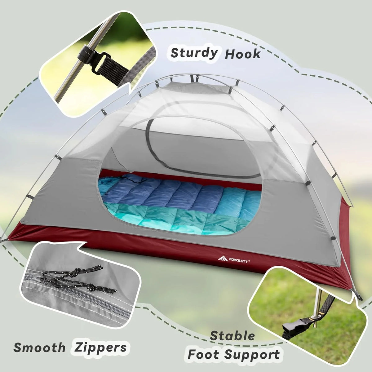 Camping Tent 2/3/4 Person, Professional Waterproof & Windproof Lightweight Backpacking Tent Suitable for Outdoor,Hiking,Camping, Mountaineering and Travel