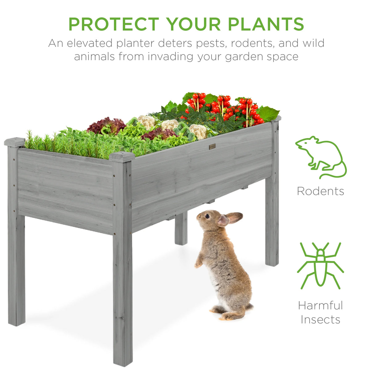 Best Choice Products 48x24x30in Raised Garden Bed, Elevated Wooden Planter for Yard w/ Foot Caps, Liner - Natural