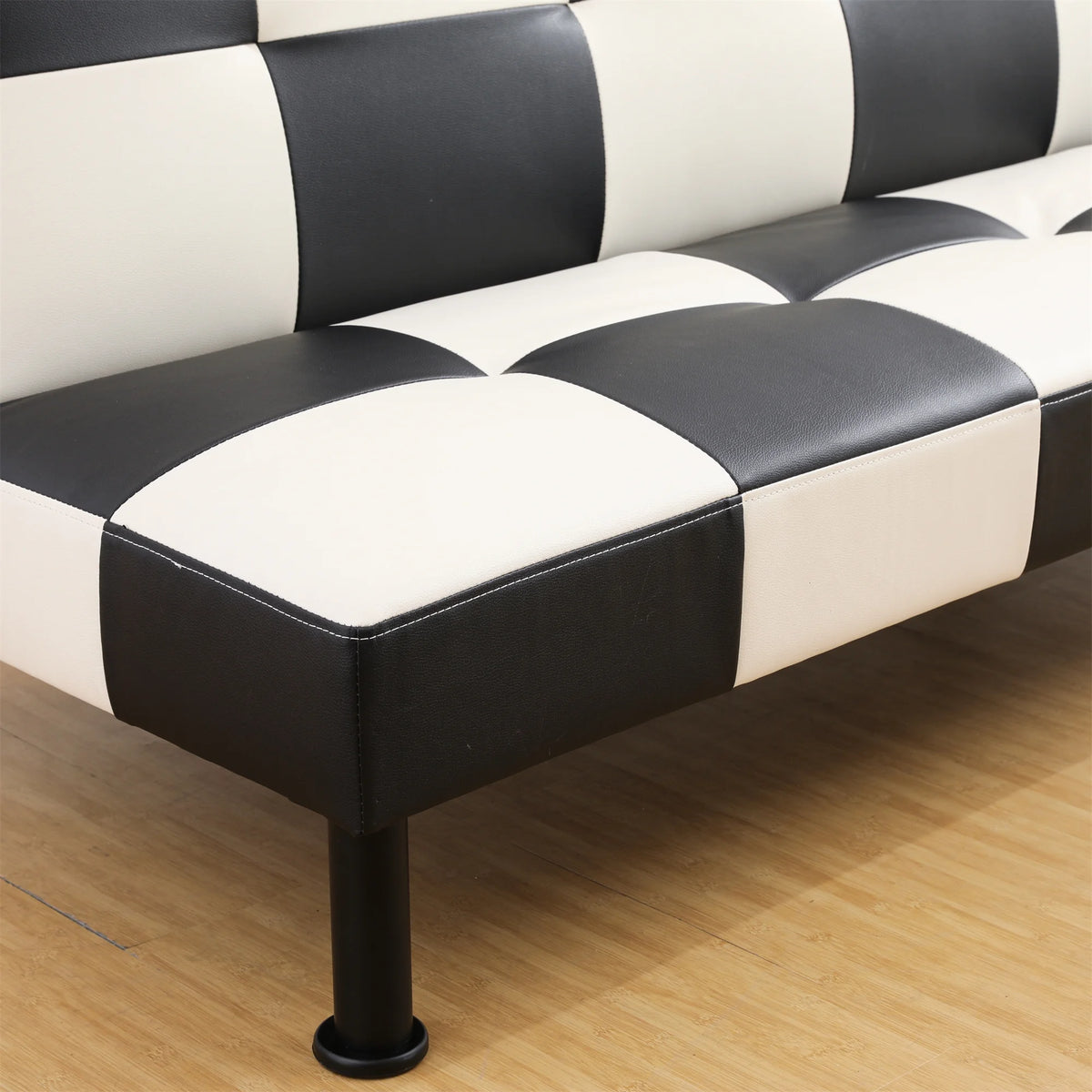 Aukfa Faux Leather Futon Convertible Sofa Bed for Home Office Twin Size, Black&White