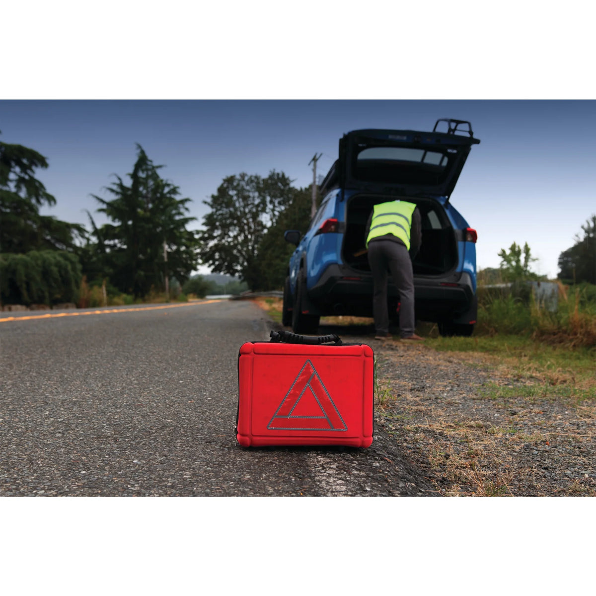 Performance Tool E00014 44 pc. Premium Roadside Assistance Kit, Featuring Vortex 12V Digital Tire Inflator, Booster Cables, Tow Rope, Shovel, First Aid Kit, Safety Triangles, Tool Kit and Case