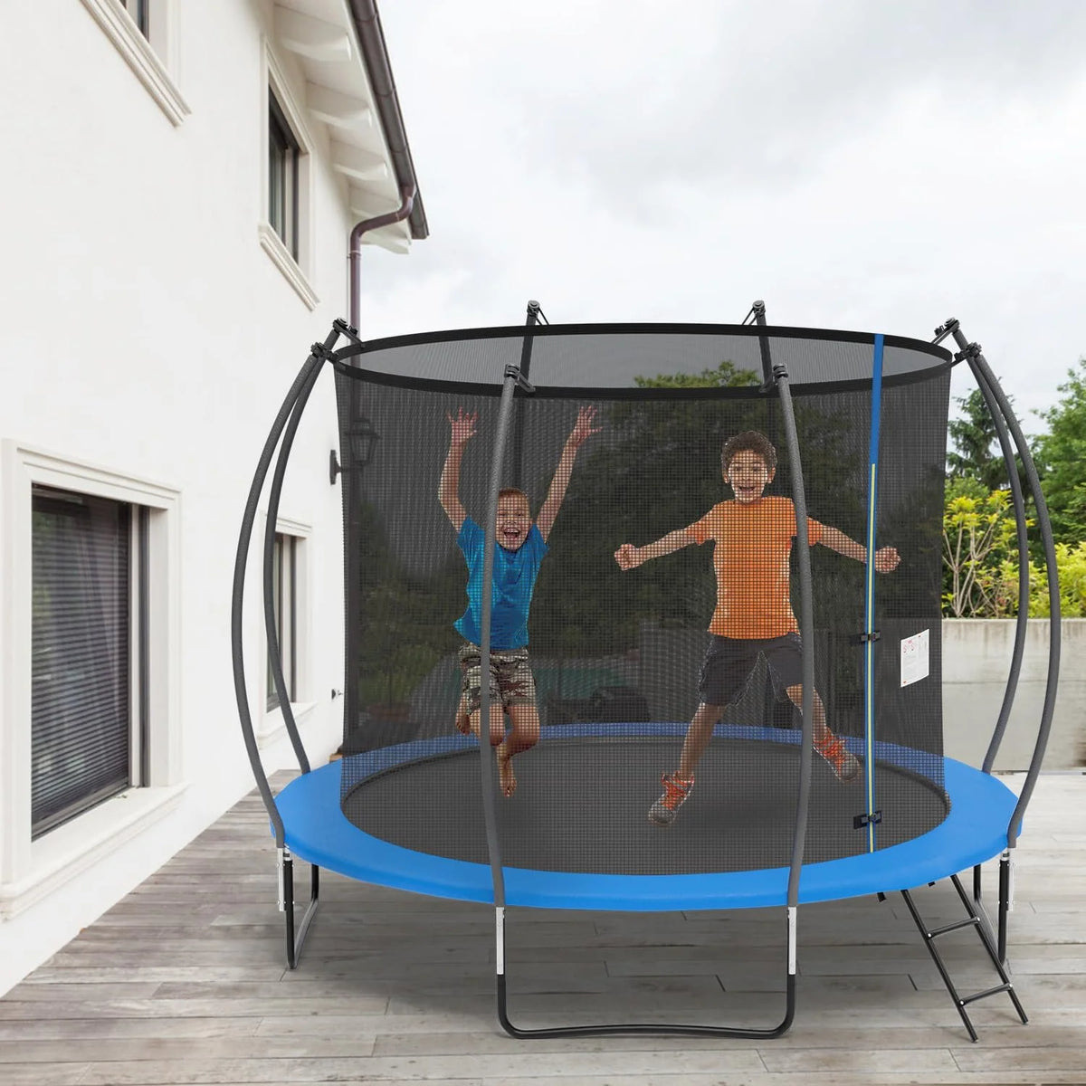 PayLessHere 8 ft New Round Outdoor Trampolines with Enclosed Net for Kids, Adults(Green)