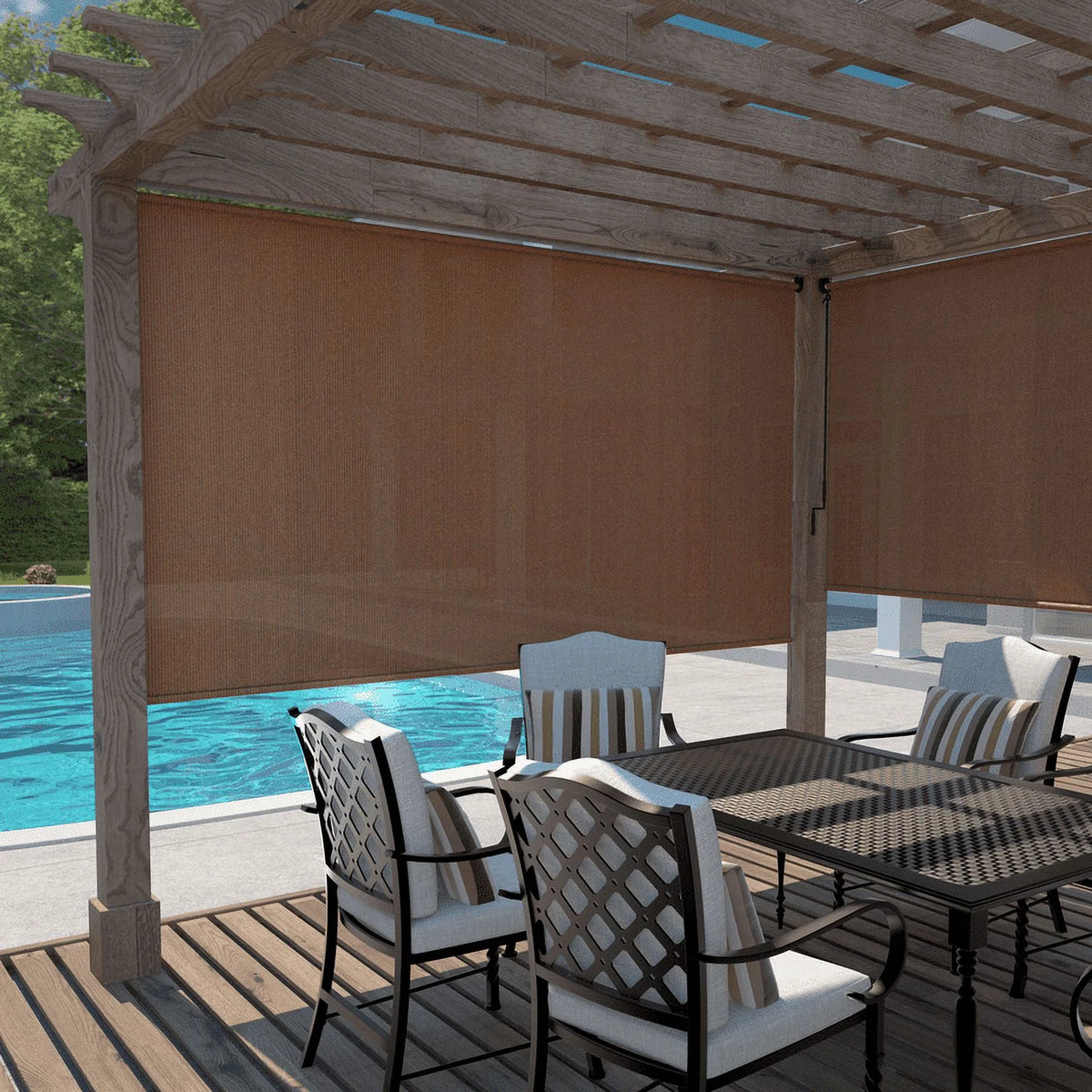 Coolaroo 4' x 6' Outdoor UV Blocking Cordless Solar Roller Shade Blind, Mocha