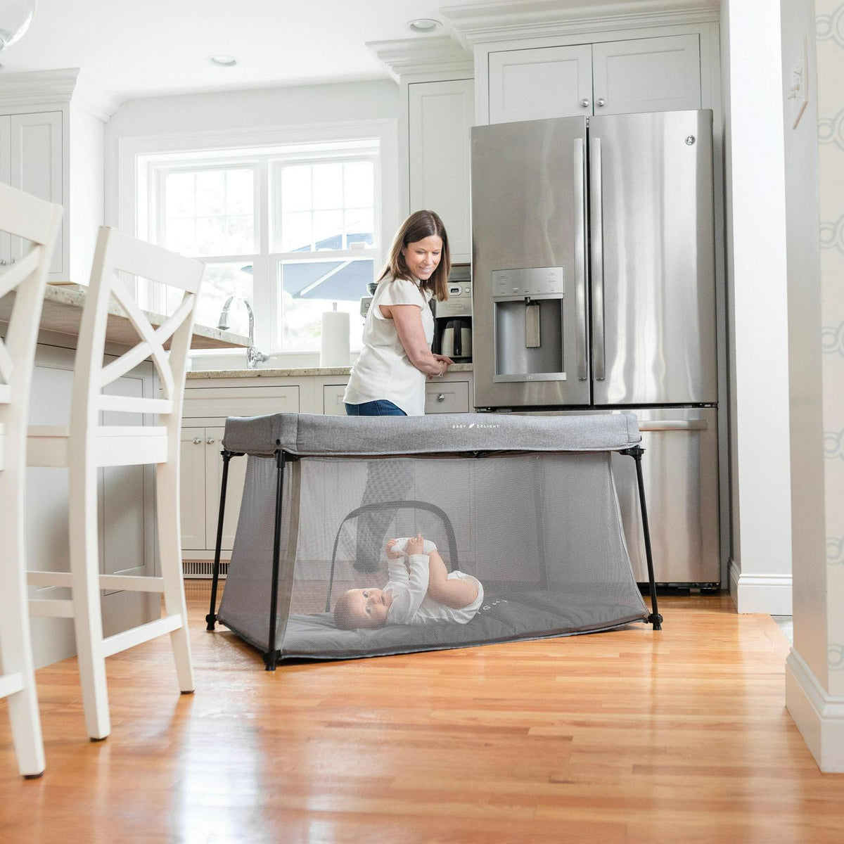 Baby Delight Deluxe Portable Crib &amp; Toddler Playard. Charcoal Tweed (Unisex)