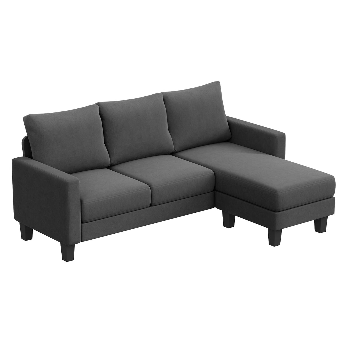 Homall Convertible Sectional Sofa Couch, Modern Linen Fabric L-Shaped Couch 3-Seat Sofa Sectional with Reversible Chaise for Small Living Room, Apartment and Small Space, Dark Gray