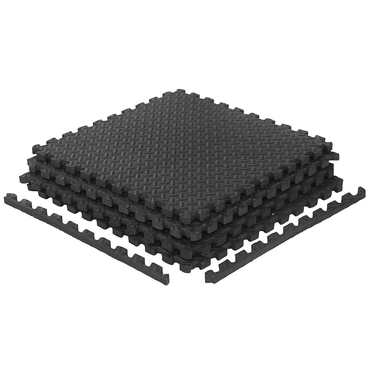 ZENY 24 Tiles Puzzle Exercise Floor Mat EVA Foam Interlocking Tiles 3/4" Thick 96 SQ.FT 48 Borders, Black