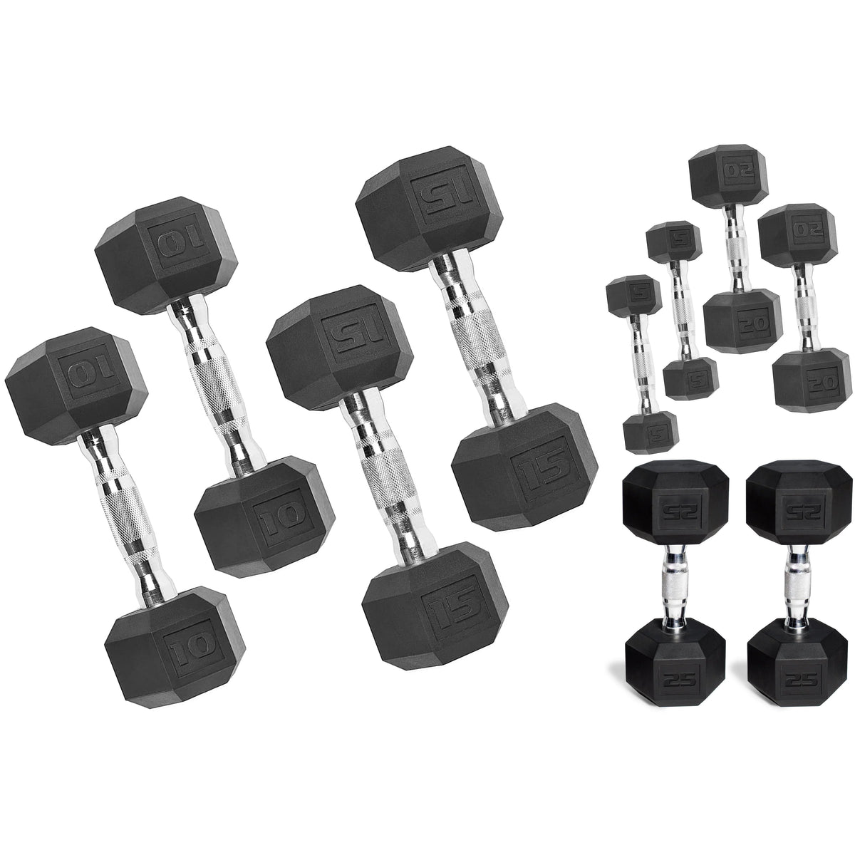CAP 150lb Rubber Hex Dumbbell Set
