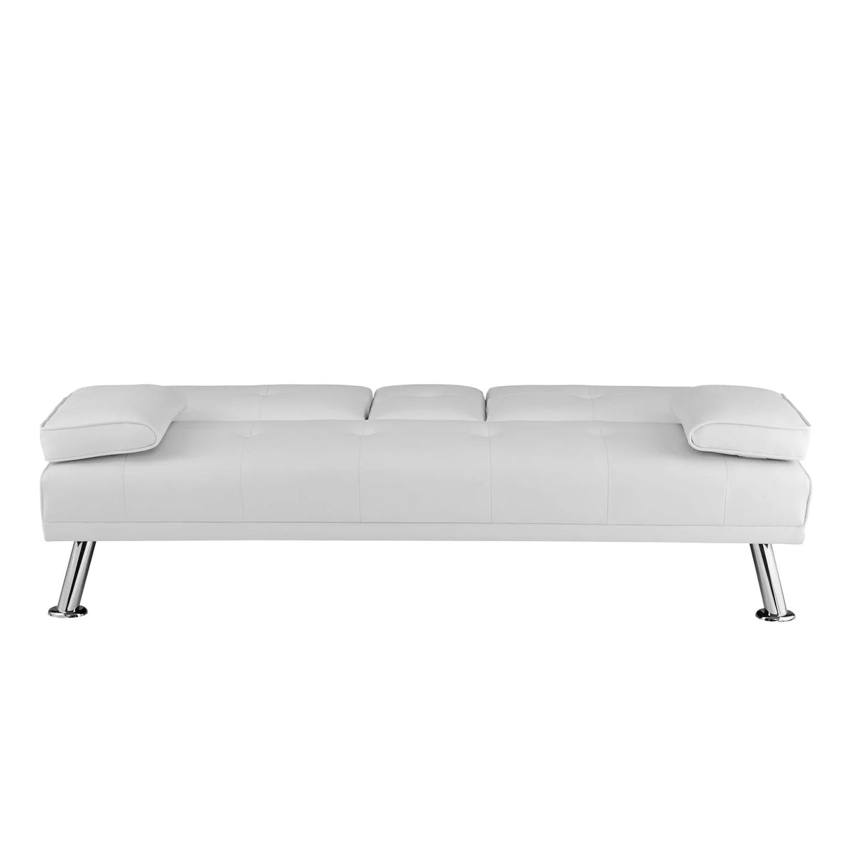 Futon Sofa with Armrest and Cupholders by Naomi Home-Color:White